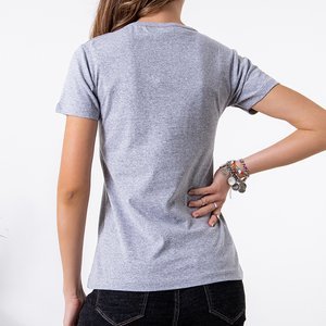 T-shirt femme gris avec inscription - Vêtements