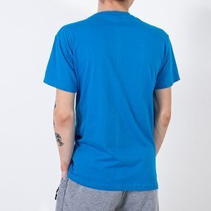 T-shirt homme bleu en coton imprimé - Vêtements