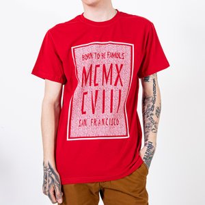 T-shirt homme en coton rouge avec imprimé - Vêtements