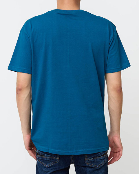 T-shirt homme en coton turquoise avec imprimé coloré - Vêtements