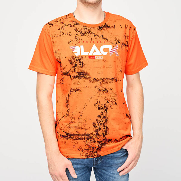 T-shirt imprimé homme orange - Vêtements