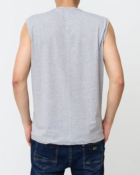 T-shirt imprimé sans manches homme gris - Vêtements