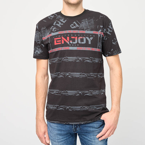 T-shirt noir pour homme avec le mot ENJOY - Vêtements