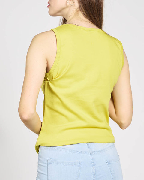 Top jaune en coton pour femme avec zircons cubiques - Vêtements