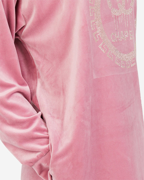 Tunique longue pour femme rose avec zircons cubiques - Vêtements