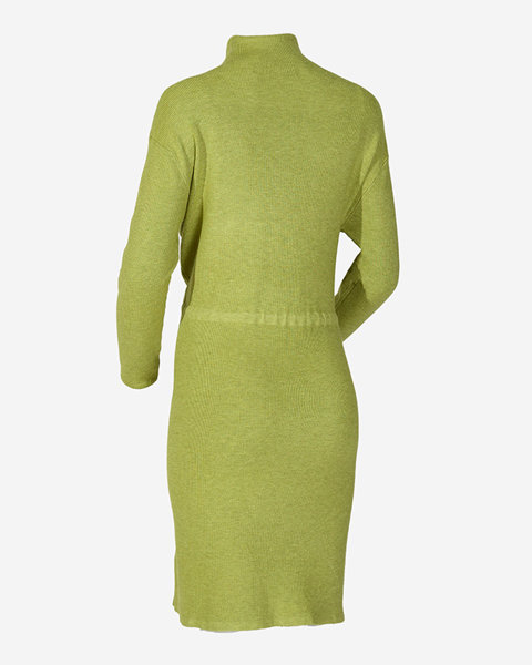 Vert Robe pull à col roulé pour femme - Vêtements