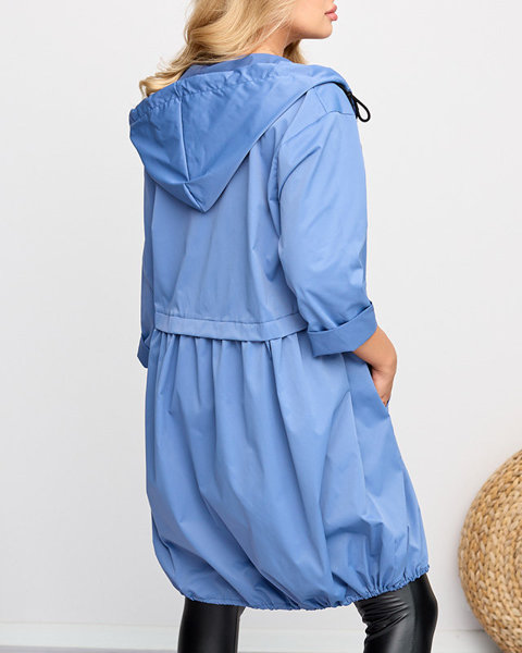 Veste coupe-vent longue bleue femme - Vêtements