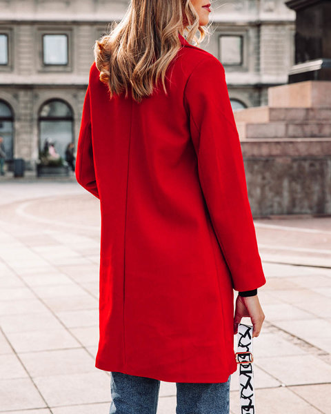 Veste-manteau pour femme au genou rouge- Vêtements