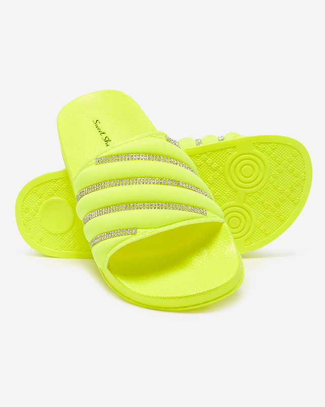 OUTLET Chaussons femme jaune fluo avec zircon cubique Erikis - Footwear