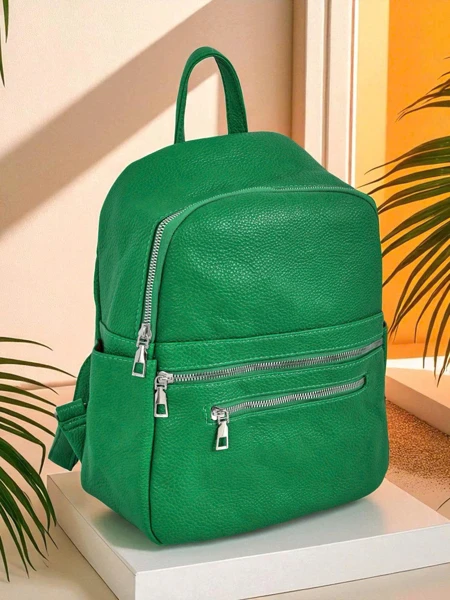 Sac à dos pour femmes AURELIA Verde cuir écologique A4 Królewska Moda