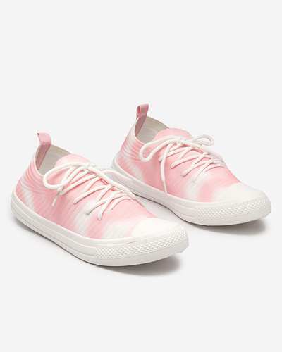OUTLET Baskets rayées blanches et roses pour femme Manfer- Footwear