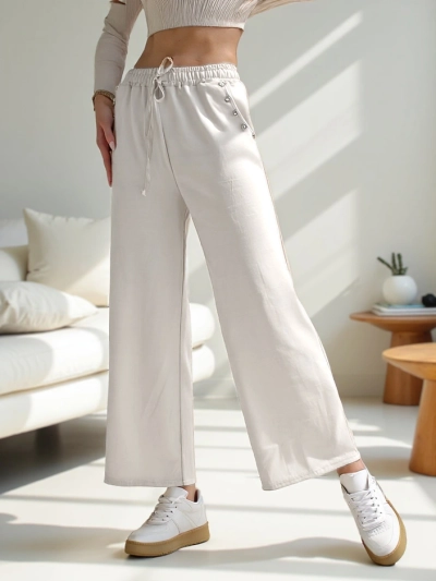 Pantalons de survêtement larges Royalfashion pour femmes avec strass