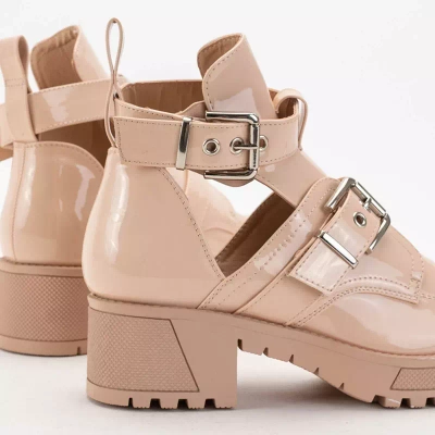 OUTLET Boots femme beiges embossées Lerika - Chaussures