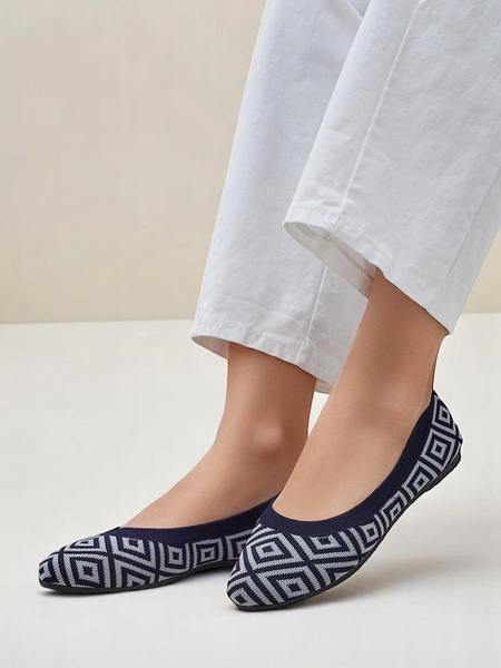 Royalfashion ballerines pour femmes en tissu à imprimé géométrique Métrique