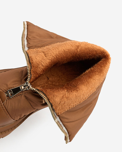Royalfashion Bottes à talon plat Tainve pour femme en couleur camel