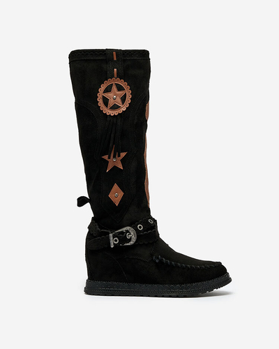 Royalfashion Bottes noires pour femme avec ancre cachée Figgers
