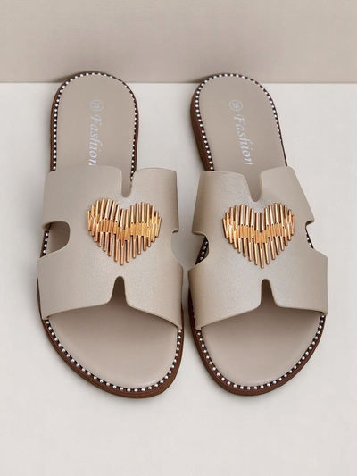 Royalfashion Sandales plates pour femmes Heart Chic