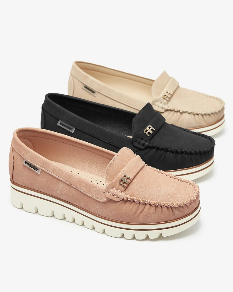 Mocassins pour femme rose foncé avec paillettes et zircon Retiga - Chaussures