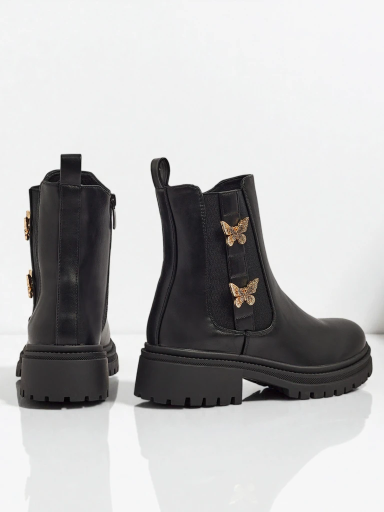 Bottines Bravelle en cuir écologique pour femmes avec papillons