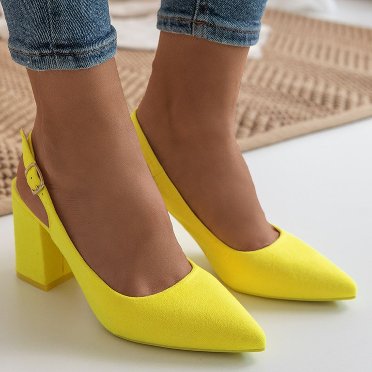 Sandales à talons hauts femme Dolores jaune fluo Chaussures