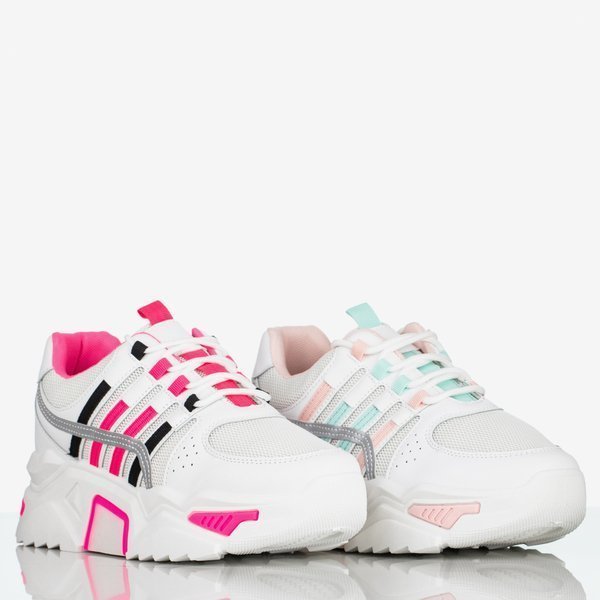 Chaussures de sport pour femmes blanches et roses sur la plateforme Soyea - Footwear