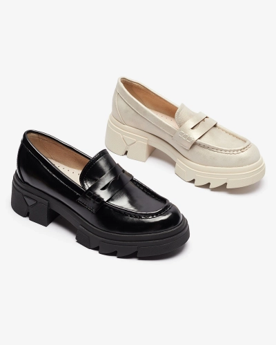 Mocassins en cuir écologique doré pour femme Sepop- Footwear