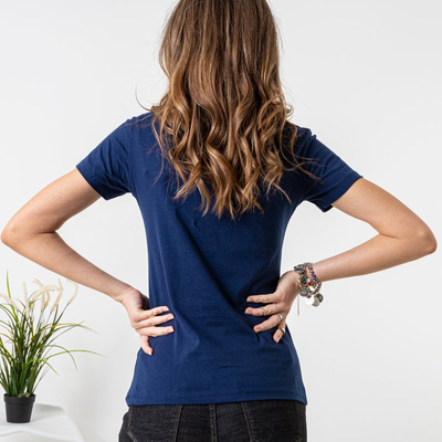 T-shirt femme bleu marine imprimé - Vêtements