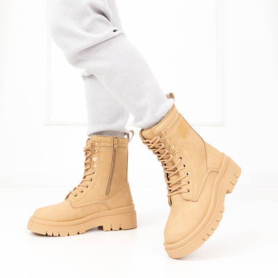 Boots femme beige Perlss- Chaussures