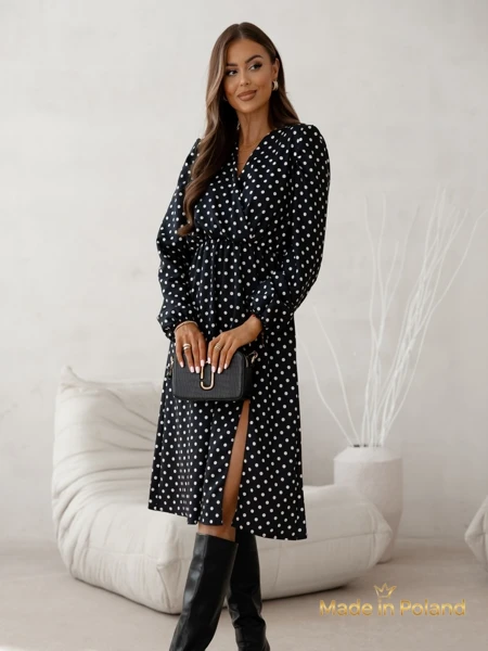 Robe midi pour femmes à pois Midnight Bloom