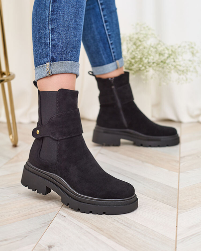 Royalfashion Bottes noires pour femmes avec lanière décorative Doasa