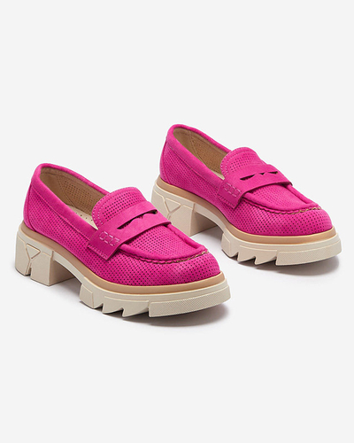 Fuchsia mocassins ajourés pour femmes sur une semelle solide Ejina - Chaussures