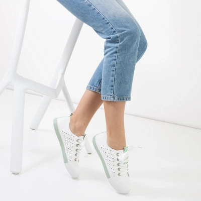 OUTLET Baskets blanches pour femmes avec insert Kowen vert - Chaussures