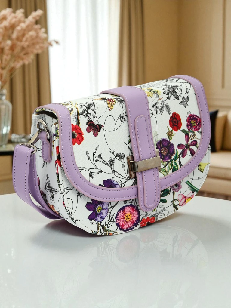 Royalfashion Petit sac à main pour femme en cuir écologique à fleurs Ori Elle