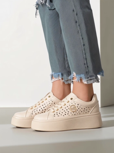 Sneakers Écrues à plateforme pour femmes Boreas Royalfashion en cuir écologique