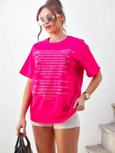 T-shirt en coton Royalfashion pour femmes avec texte en strass