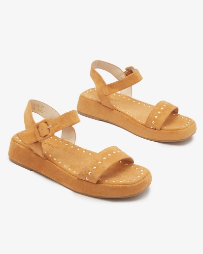 OUTLET Royalfashion Sandales pour femme marron avec strass Franssia