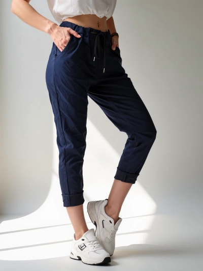 Pantalon skinny en viscose pour femmes Royalfashion avec un cordon de serrage à la taille