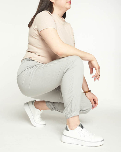 Jogging femme tissu gris GRANDE TAILLE - Vêtement