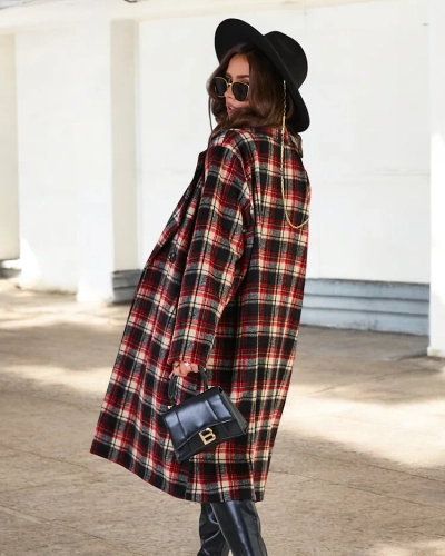 Royalfashion Manteau à carreaux pour femme