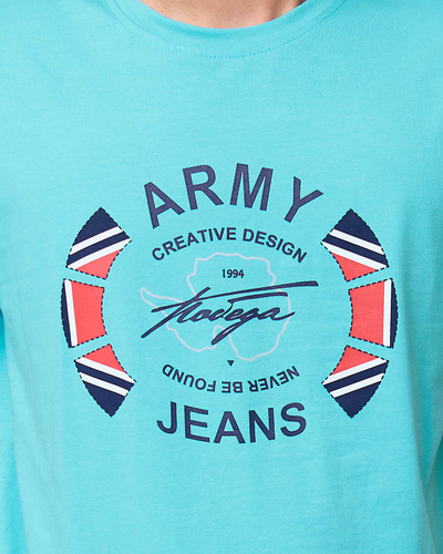 T-shirt imprimé homme turquoise - Vêtements