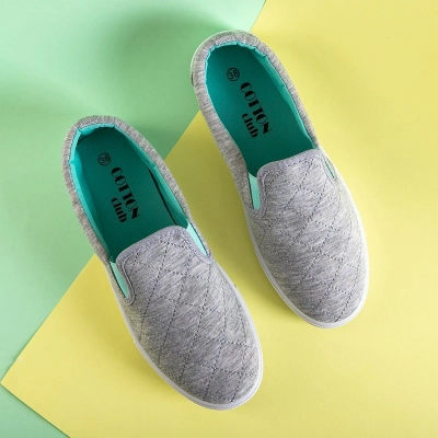 OUTLET Slip-on matelassé gris pour femme avec empiècements menthe Weridia - Footwear