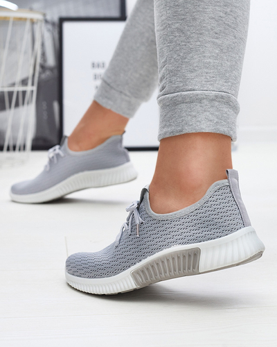 Gris chaussures de sport en tissu pour femmes Vobbu- Footwear