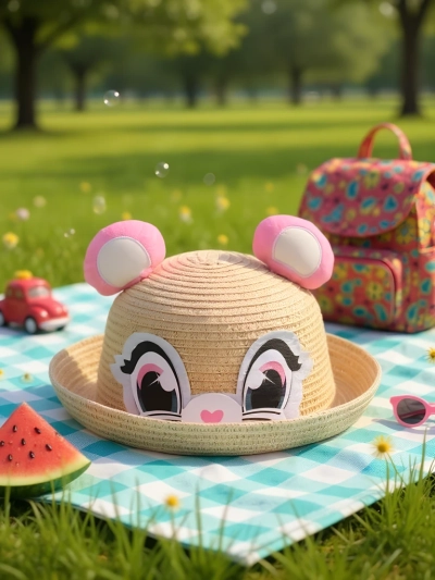 Royalfashion Chapeau de paille pour enfant Ours Yeux Chapeau de paille