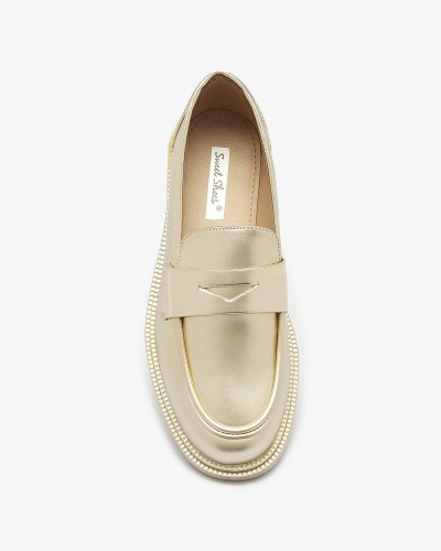Mocassins dorés pour femme en cuir écologique Zibom- Footwear