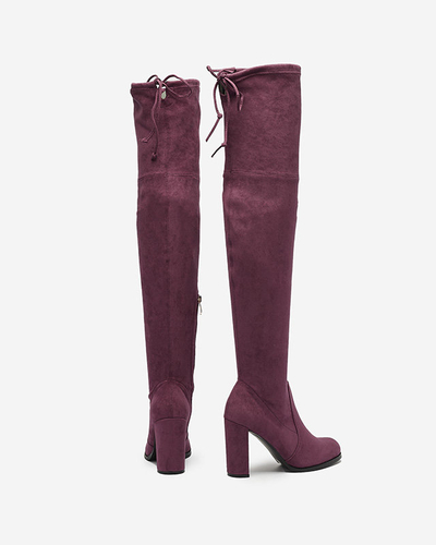 OUTLET Bottes montantes pour femmes violettes et bordeaux Qavoti - Chaussures