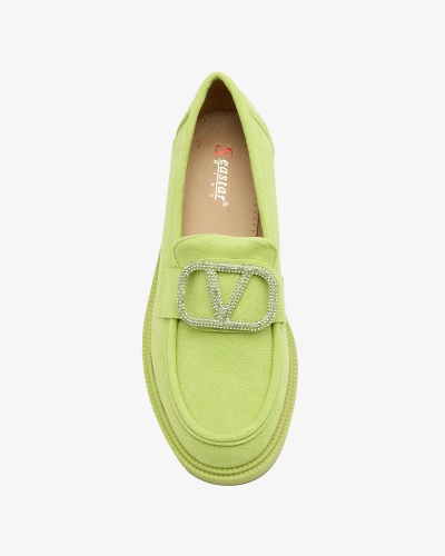 Royalfashion Mocassins pour femmes vert citron avec ornement Fogras