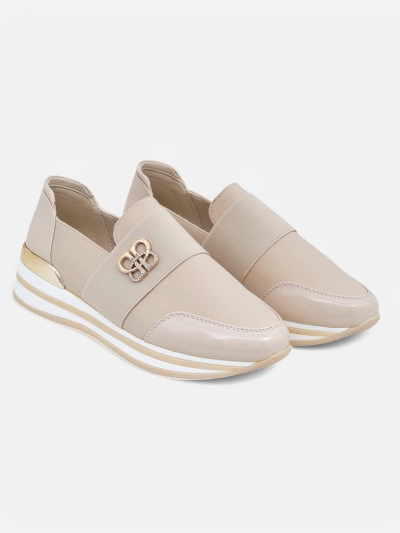 Mocassins pour femmes Aurora Classico Beige cuir écologique talons plats