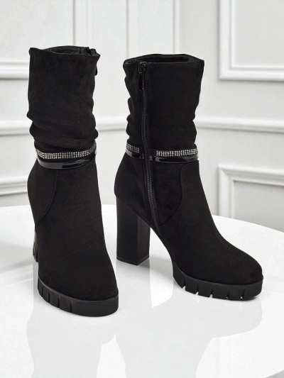 Bottines femme à talons épais en éco-daim BrambleDusk