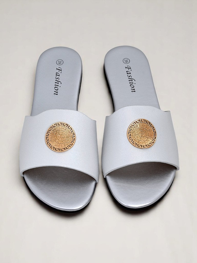 Royalfashion Claquettes plates pour femmes Golden Slip