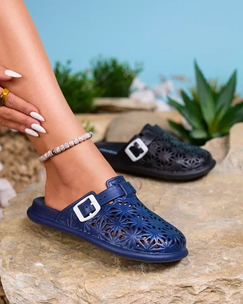 Royalfashion Tongs Fuslli bleu marine ajourées pour femme